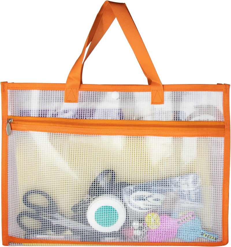 chaseroad Portable Project Bags for Quilting Knitting, Stitching and Embroidery Projects Storage, Sew Project Bag with Zipper and Double Pockets, Transparent Mesh Sewing Project Bag for Crafter - Image 1